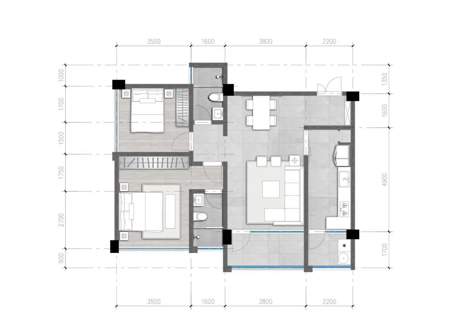 2BR Layout A Floor Plan